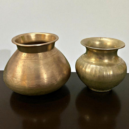 Antique Brass Kalash Pair | Pital Traditional Utensil