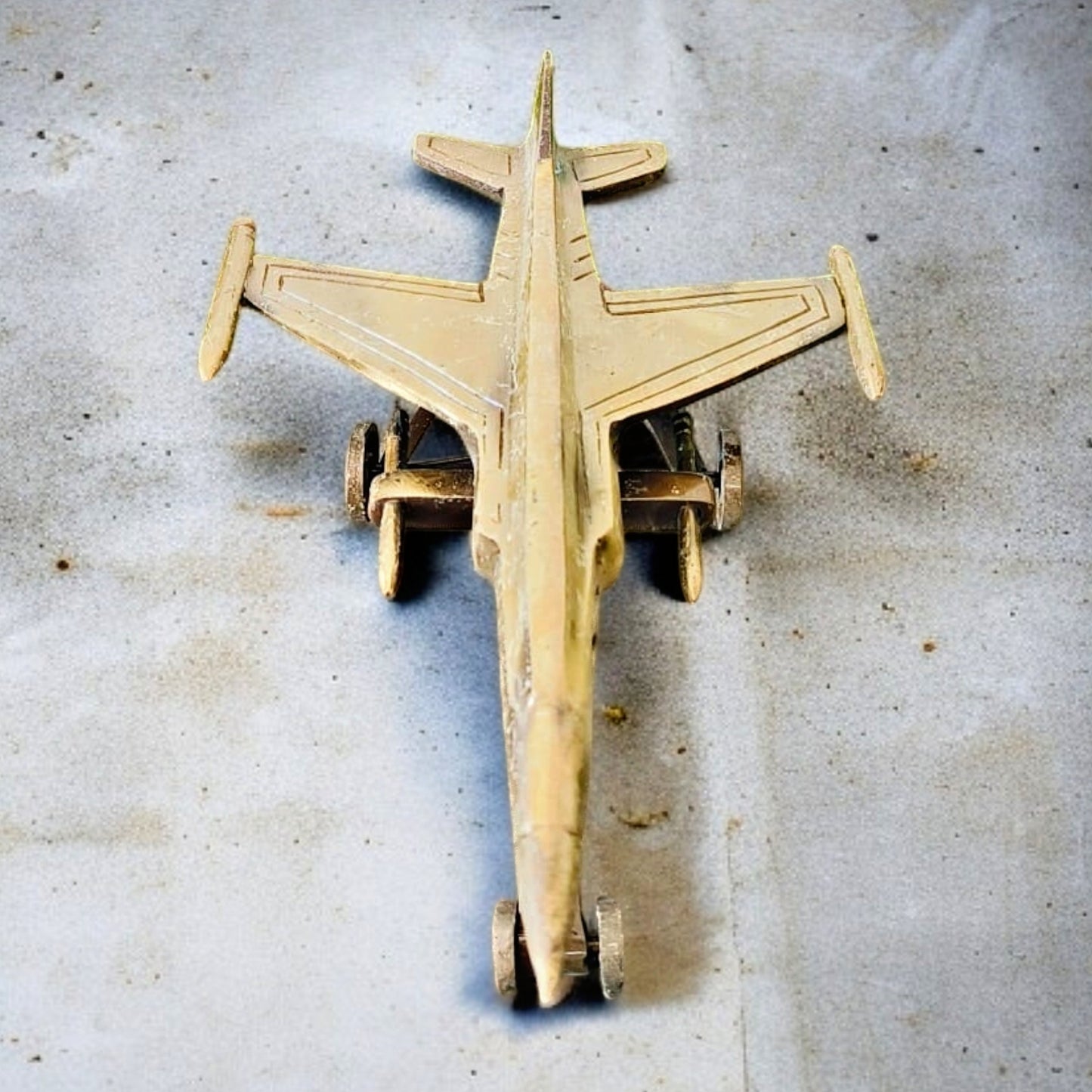 Antique Brass Fighter Jet | Aviation Collectible | Décor Accent