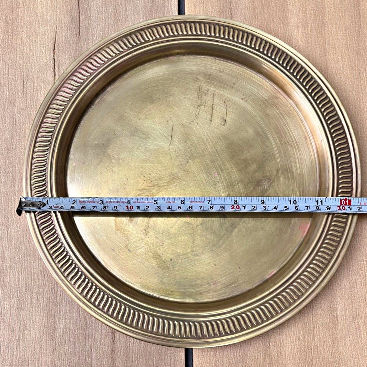 Antique Brass Plates Pair | Traditional Ornated Border Serving & Décor