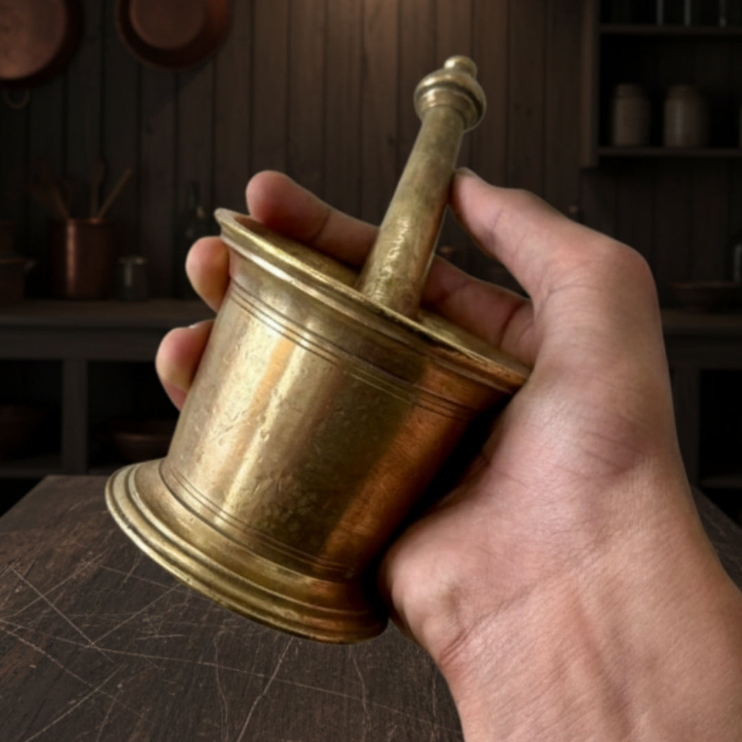 1971 Antique Brass Khalbatta | Traditional Grinding Tool