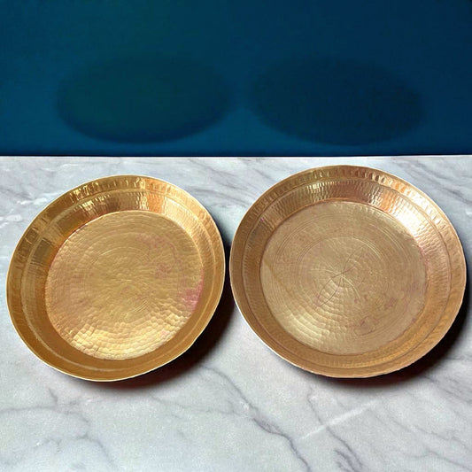 Antique Brass Parat Set of 2 | Pital Traditional Kitchenware