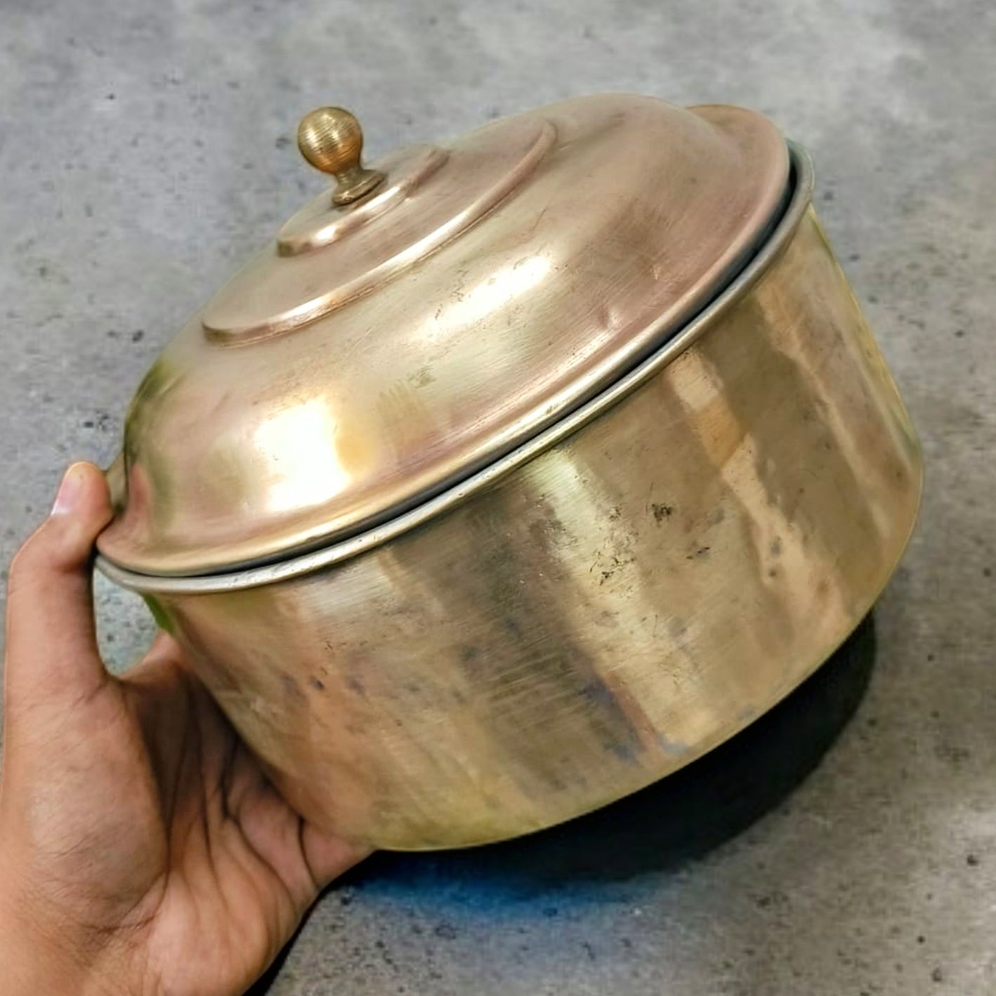 Antique Brass Big Storage Box | Traditional Roti Dabba | Pital Chapati Box