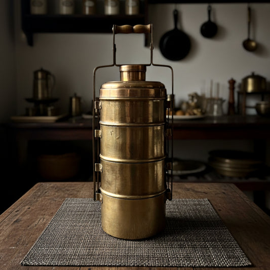 1972 Antique Brass Tiffin Big Size | Traditional Kitchen & Storage Utensil