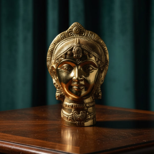 1987 Antique Brass Mukut | Traditional Decorative Artifact