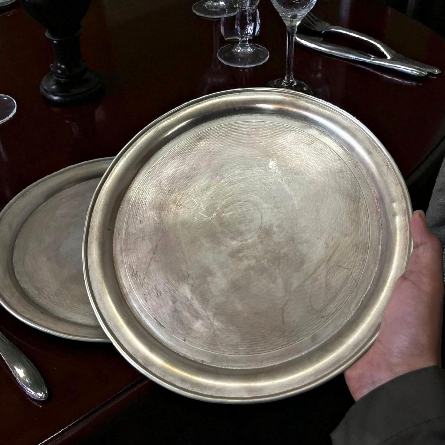 Antique Brass Plate | Traditional Serving & Home Decor