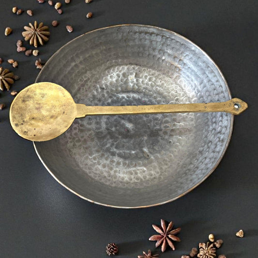 Antique Brass Kadai with Ladle | Traditional Kitchen & Dining Utensil