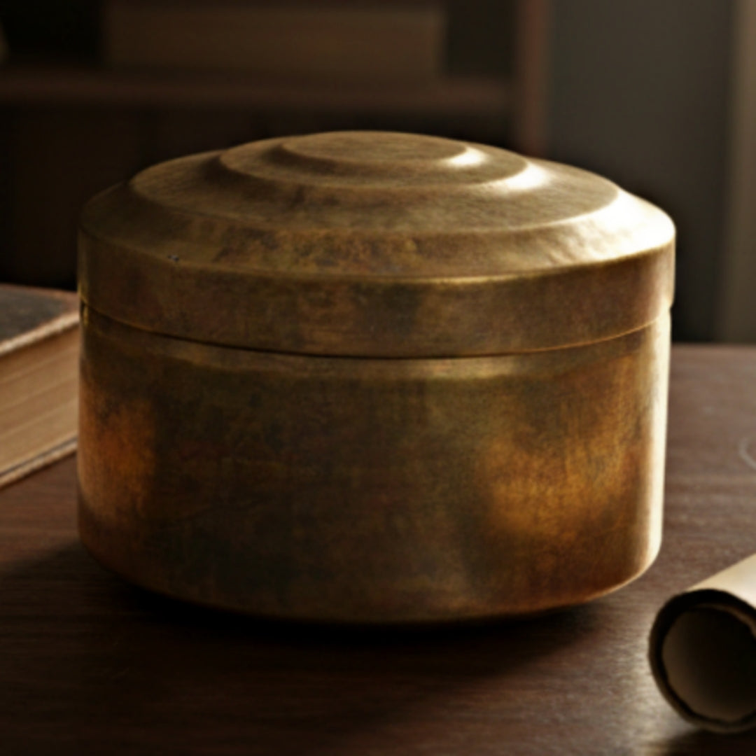 1960 Antique Brass Big Chapati Box | Traditional Kitchen Storage in Thick Gauge