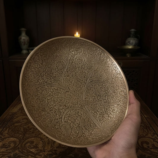 1963 Antique Brass Decor Serving Bowl Pair | Pital Engraved Tableware