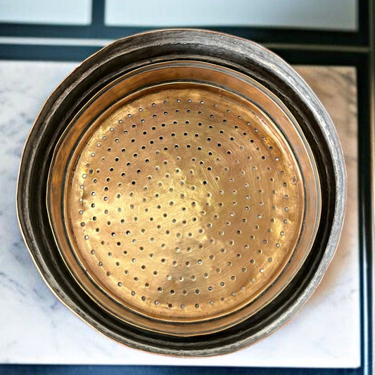 Antique Brass & Copper Colanders | Traditional Straining Colanders in Pair