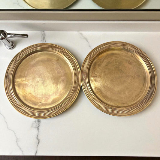 Antique Brass Plate Pair | Pital Traditional Dining Display Set
