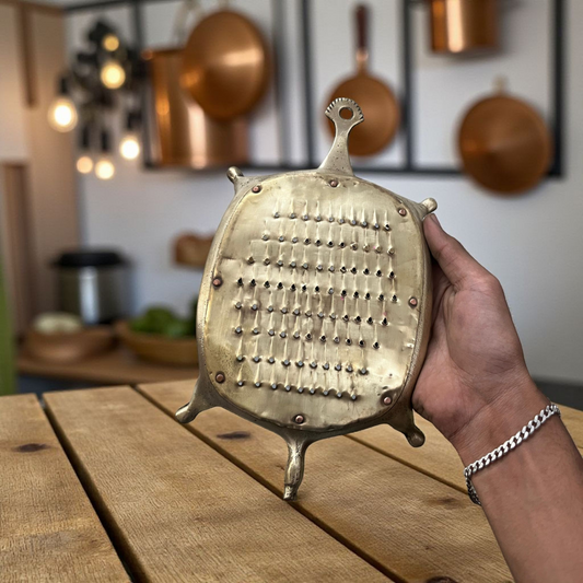Antique Brass Grater | Tortoise Shaped Khichni | Traditional Kitchen Utensil | 2nd Size