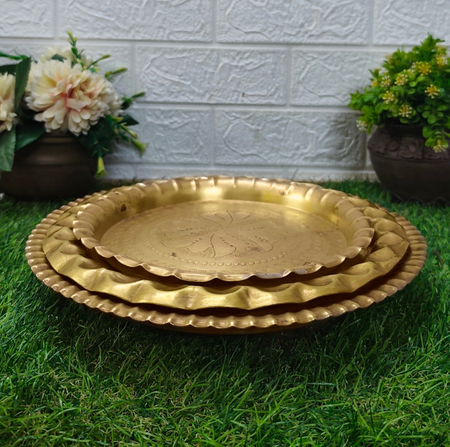 Antique Brass Plates Set of 3