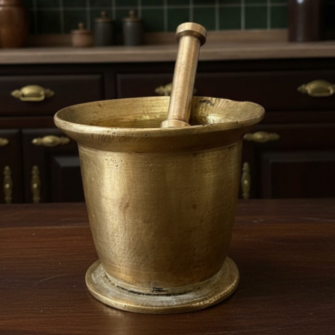 1976 Antique Brass Khalbatta | Pital Grinding Tool