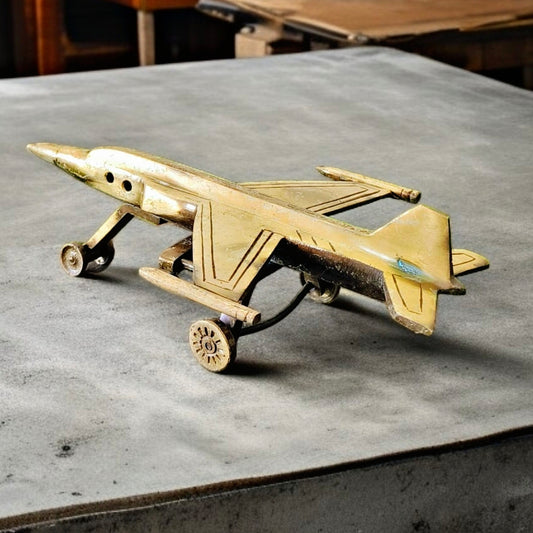 Antique Brass Fighter Jet | Aviation Collectible | Décor Accent