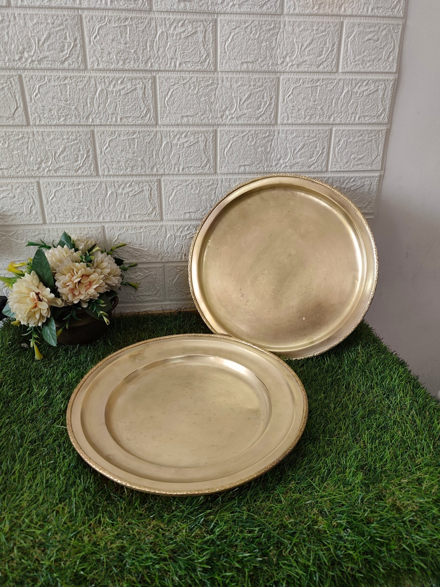 Antique Brass Plates in pair