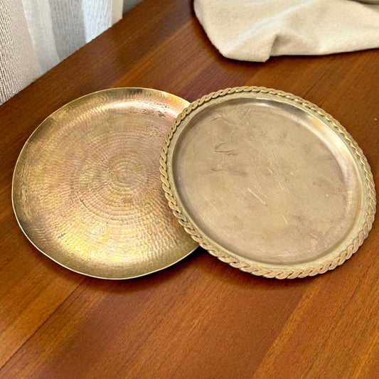 Antique Brass Small Plates in Pair | Traditional Dining & Heritage Decor