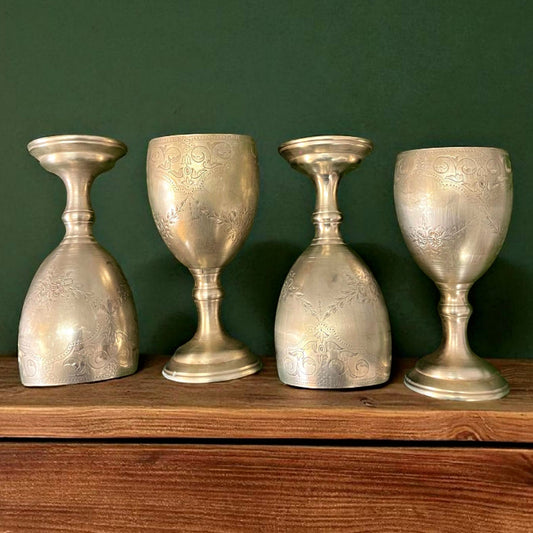 Antique Brass Glass Set of 4 | Traditional Dining & Decor