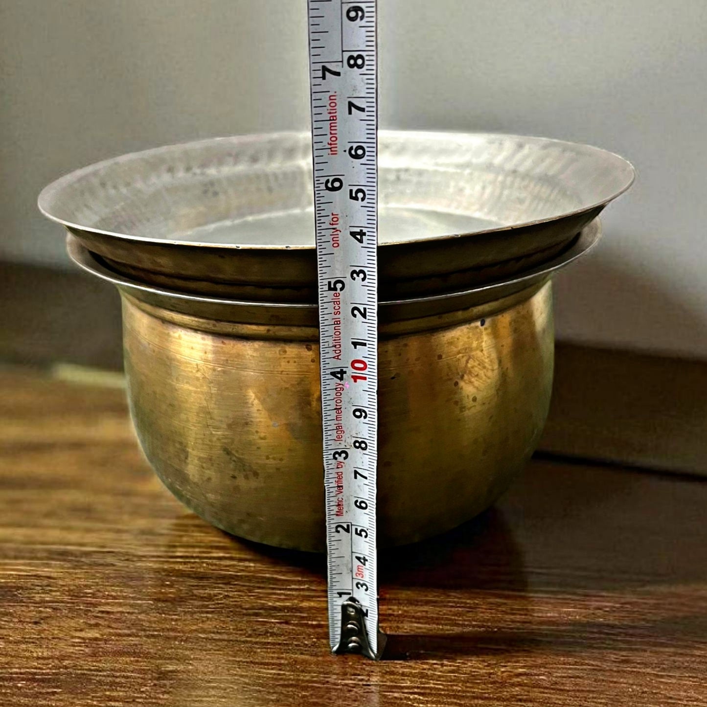 Antique Brass Cooking Bowl with Lid | Traditional Kitchenware