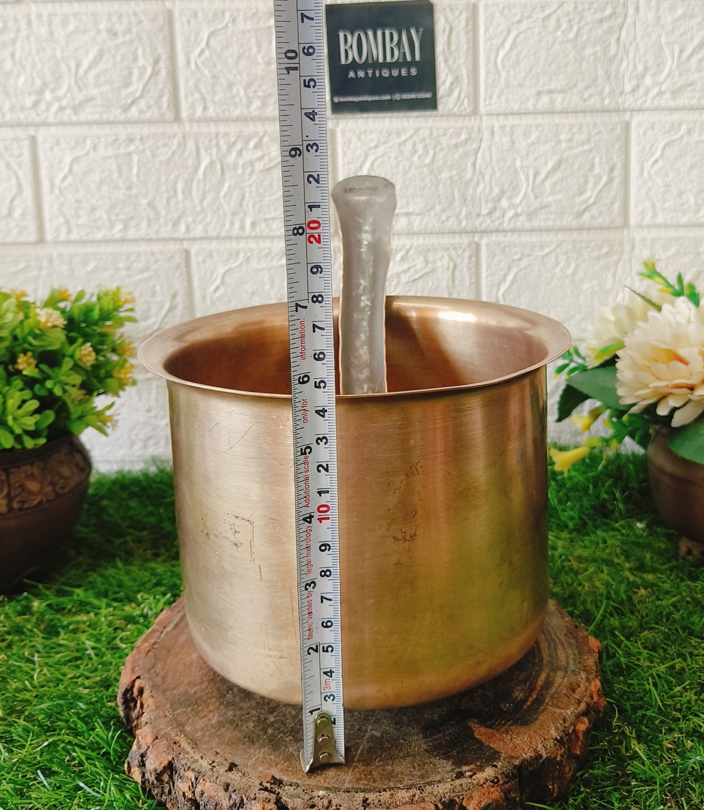 Antique Brass Cooking Bowl with Ladle | Traditional Pital Bhagona with Spatula