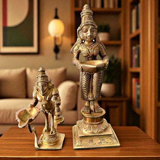 Antique Brass Diya in Pair | Pital Traditional Lighting Decor