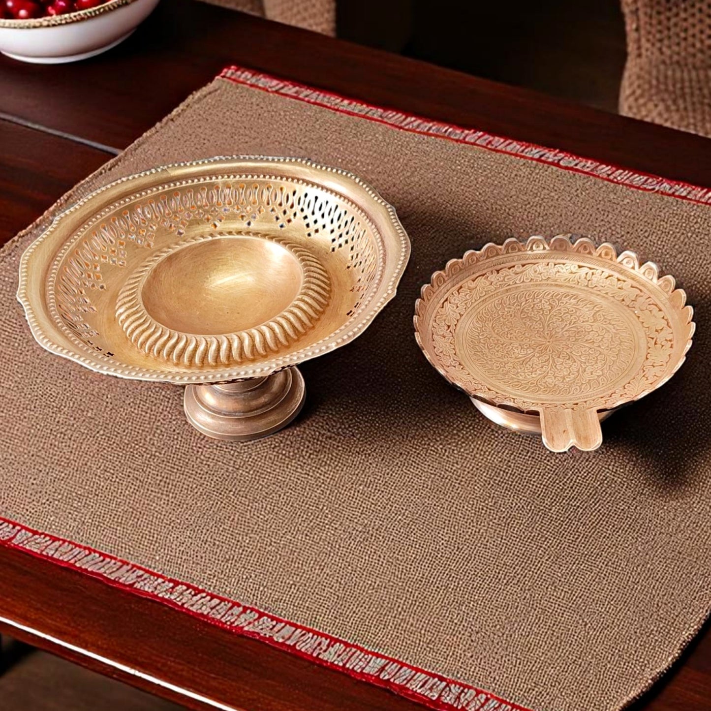 Antique Brass Serving Bowls (Pair of 2) | Classic Pital Kitchenware Set