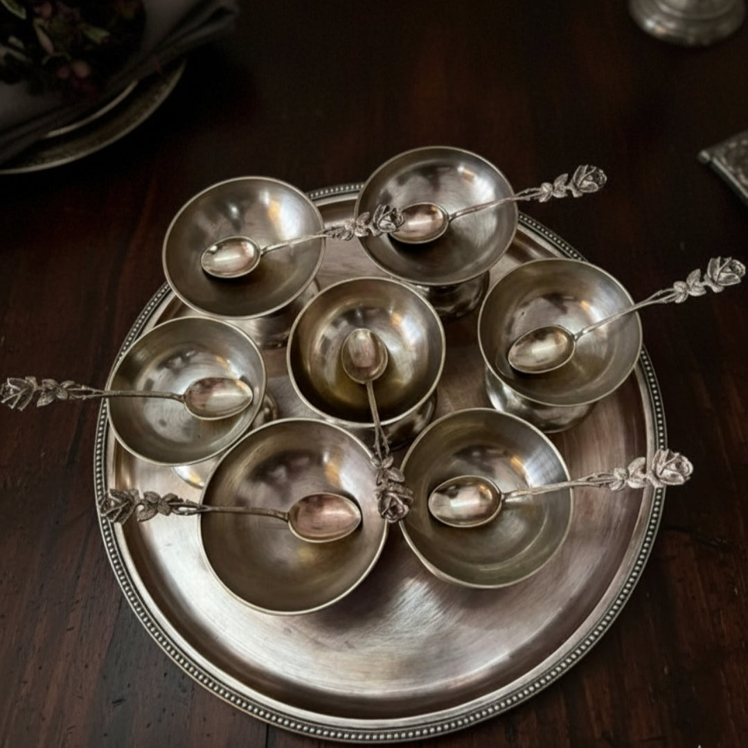 1979 Antique Brass Dessert Set | Traditional Serveware Collection