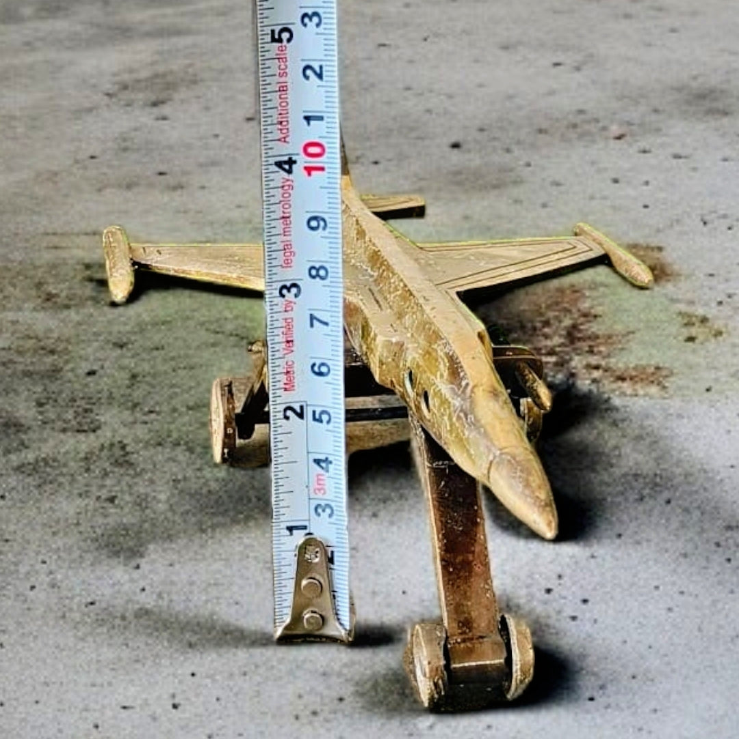 Antique Brass Fighter Jet | Aviation Collectible | Décor Accent