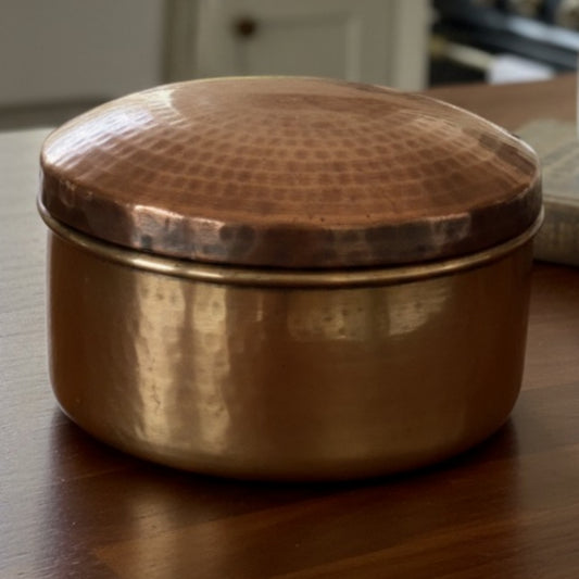 1986 Antique Brass Kitchen Storage Box | Medium Brass Utility Container