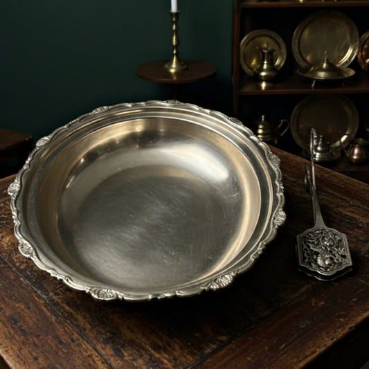 Antique Brass Serving Tray with Tong | Traditional Dining & Decor Set