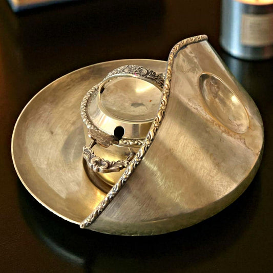 Antique Brass Serving Set | Traditional Bowl & Spoon