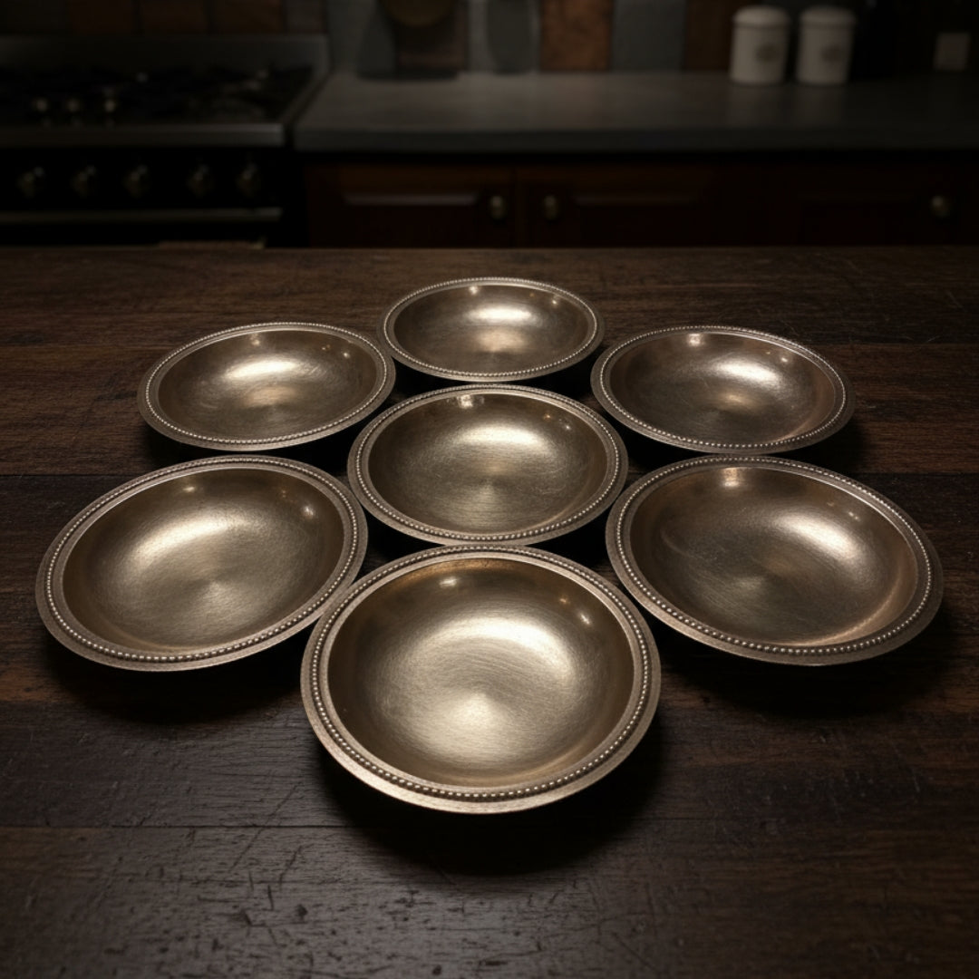 1990 Antique Brass Sauce Pans | Traditional Cookware Set of 6