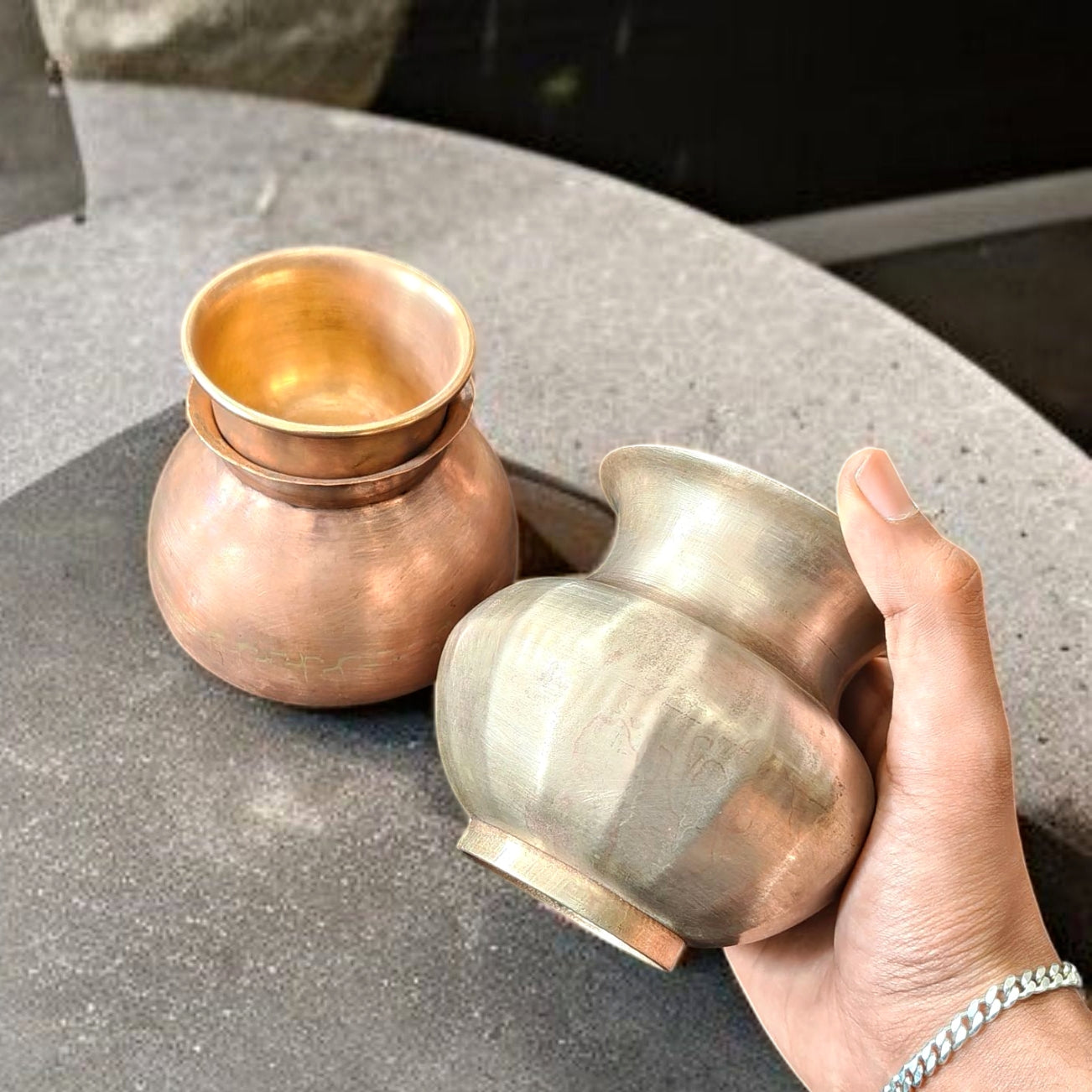 Antique Copper & Bronze Kalash with Pyala | Traditional Kitchen Items
