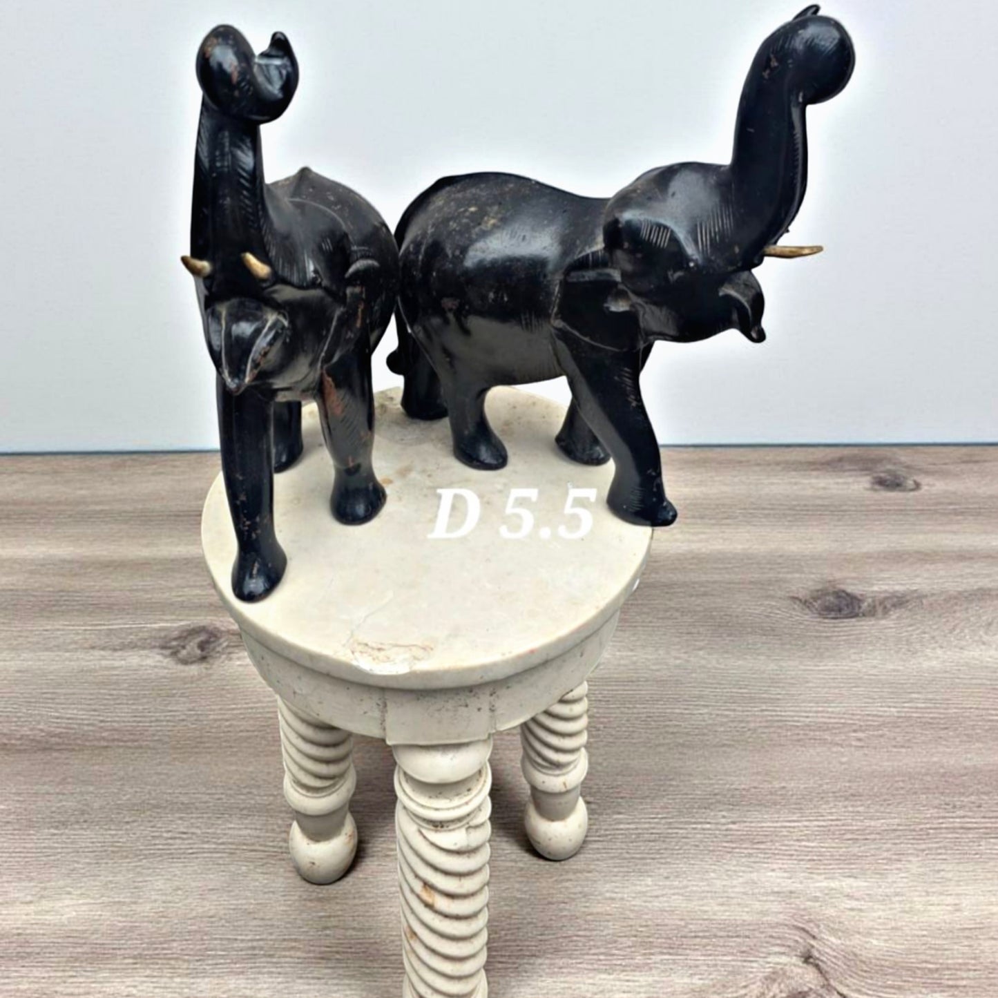 Antique Rosewood Elephant Pair | Decorative Wooden Animal Figurines
