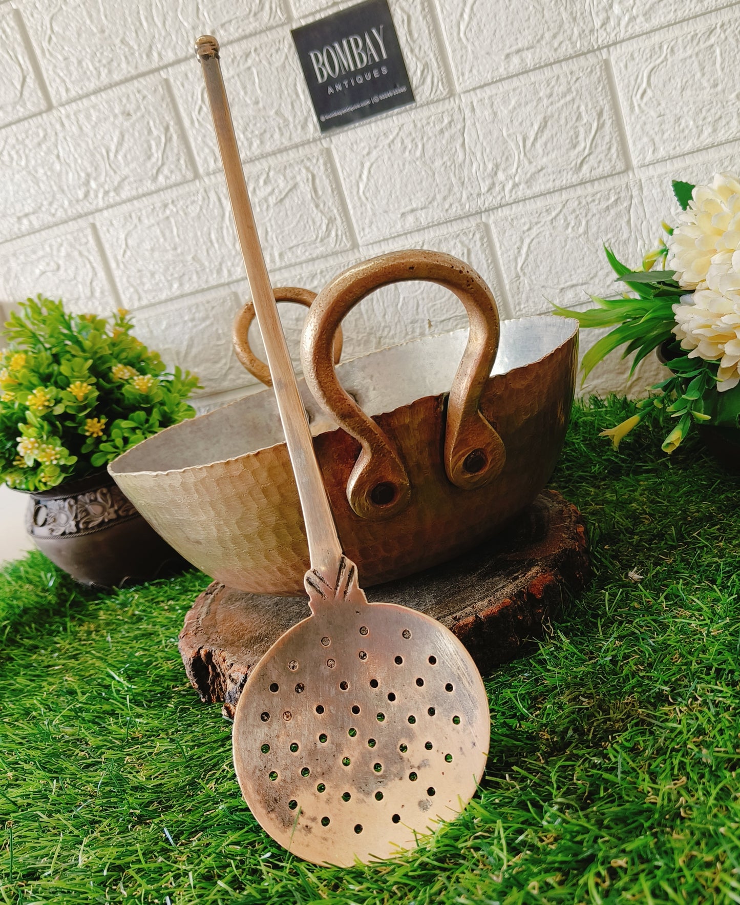 Antique Brass Heavy Small Kadai With Spatula