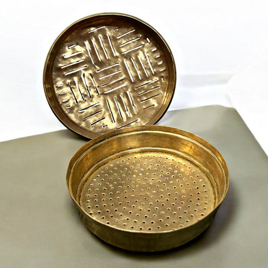 Antique Brass Colander in Pair | Pital Traditional Kitchen Utensils