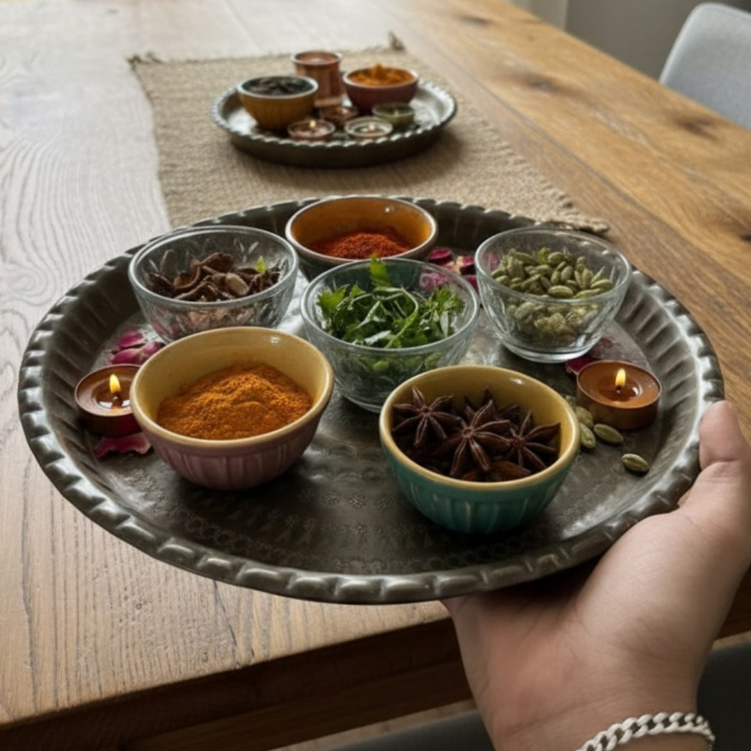 1982 Antique Brass Engraved Plate | Large Decorative Brass Plate