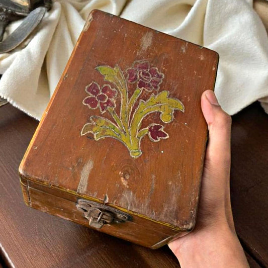 1970 Antique Teak Wood Makeup Box | Traditional Storage & Décor Piece