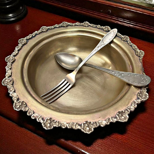 Antique Brass Bowl with Lid & Spoons | Traditional Ornate Dining Ware