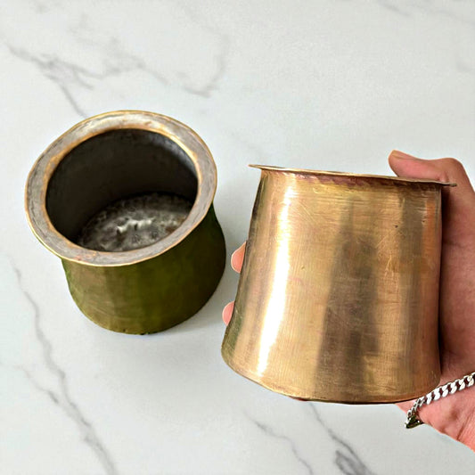 Antique Brass Cooking Bowls | Pital Traditional Thick-Gauge Pair