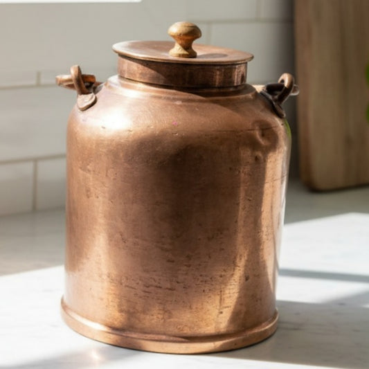 1981 Antique Brass Kettle Canister | Brass Ghee & Oil Storage Container