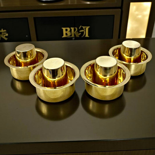 Brand New Brass Dabbara Set of 4 | Traditional South Indian Coffee & Serveware Set