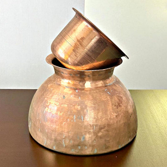 Antique Copper Kalash with Pyala | Traditional Storage & Heritage Decor