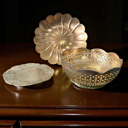 Antique Brass Serving Bowls Set of 3 | Traditional Kitchen & Decor