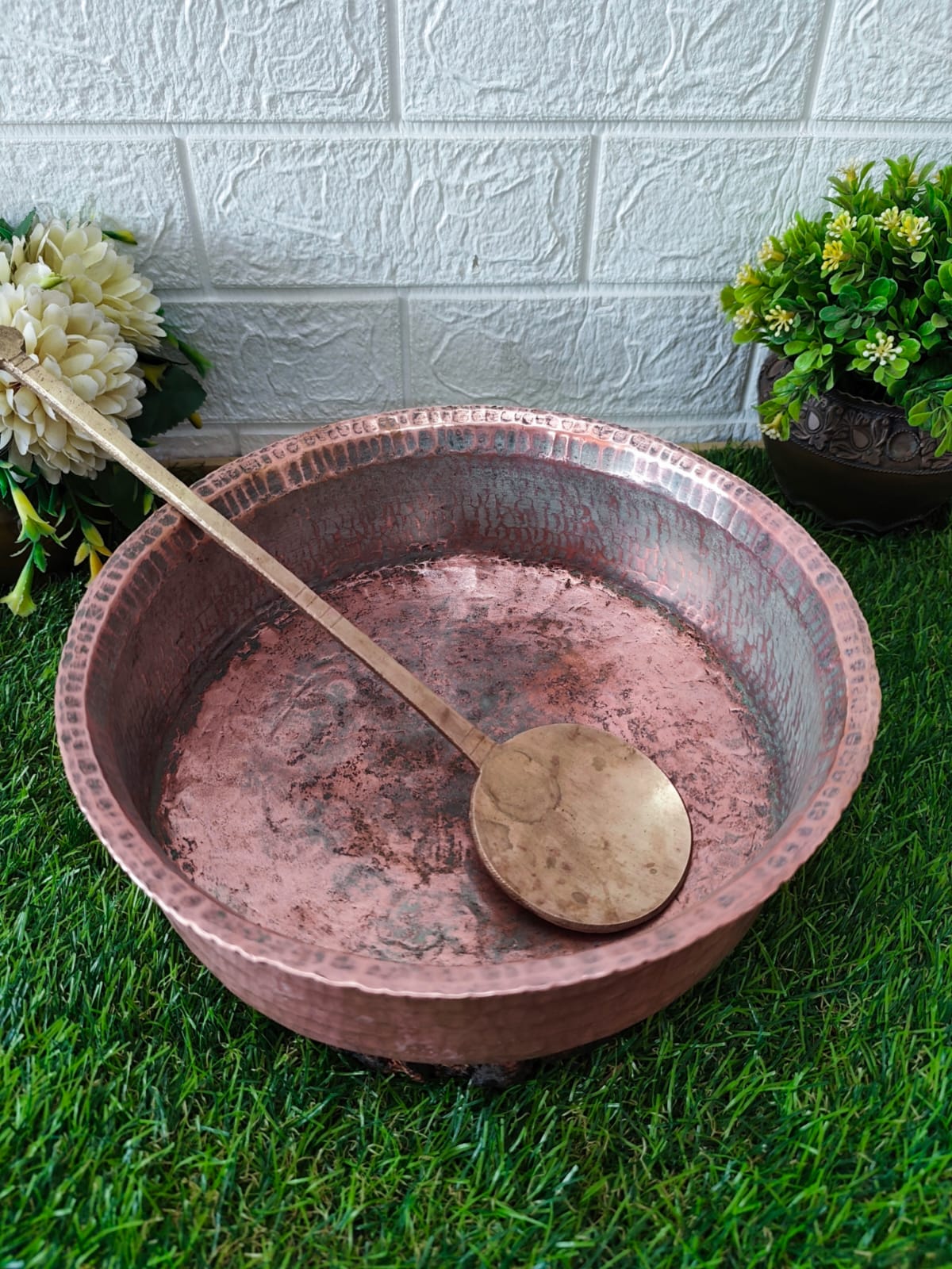 Antique Copper Langadi with Ladle - Lagan Set