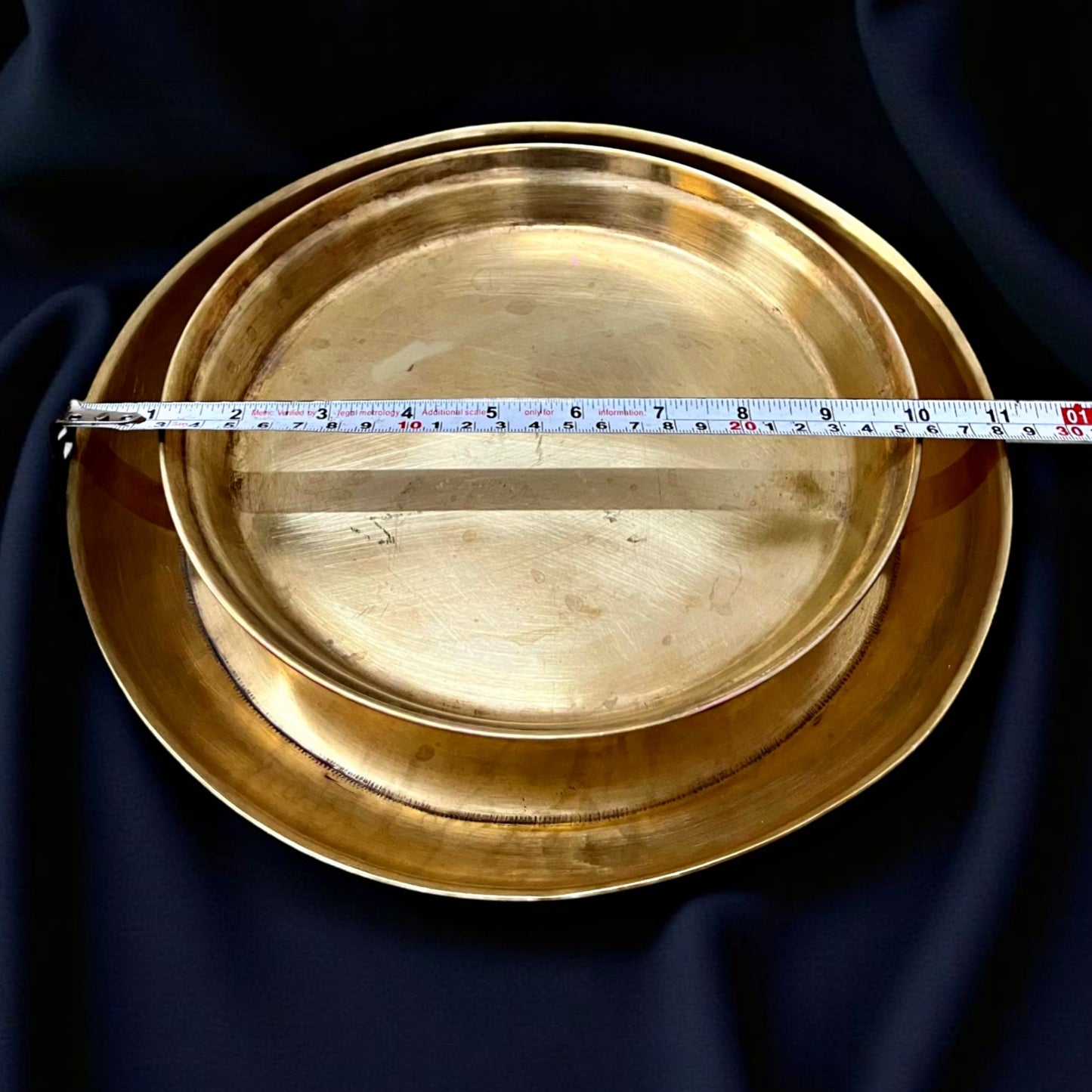 Antique Brass Plate in Pair | Traditional Serving & Décor Accent