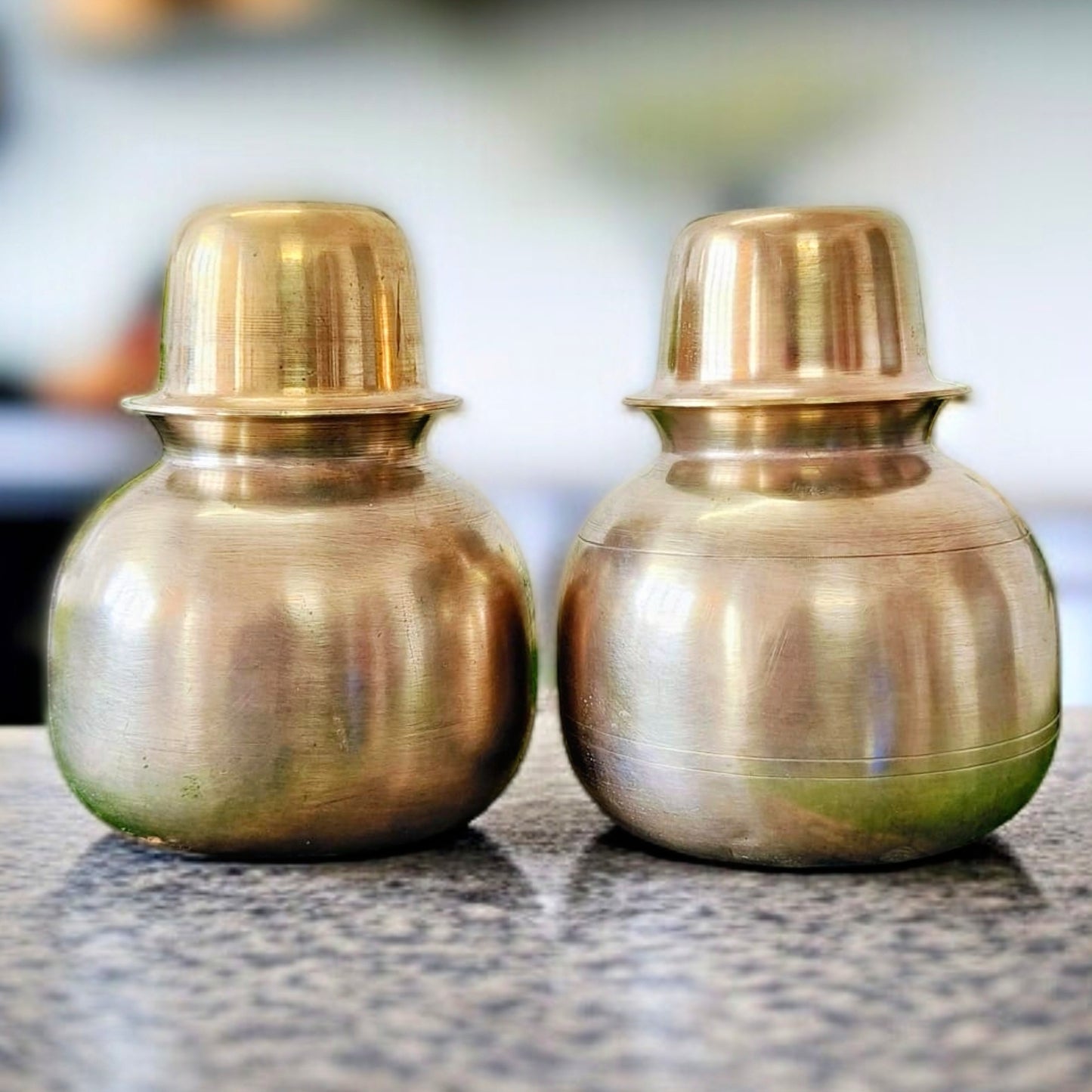 Antique Brass Kalash (Pair) | Traditional Lota with Pela in Pair
