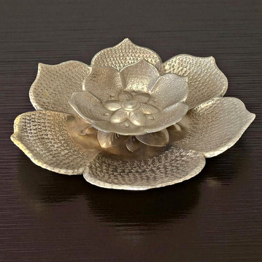 Antique Brass Silver-Coated Fruit Bowls in Pair | Traditional Serving & Decor Dishes