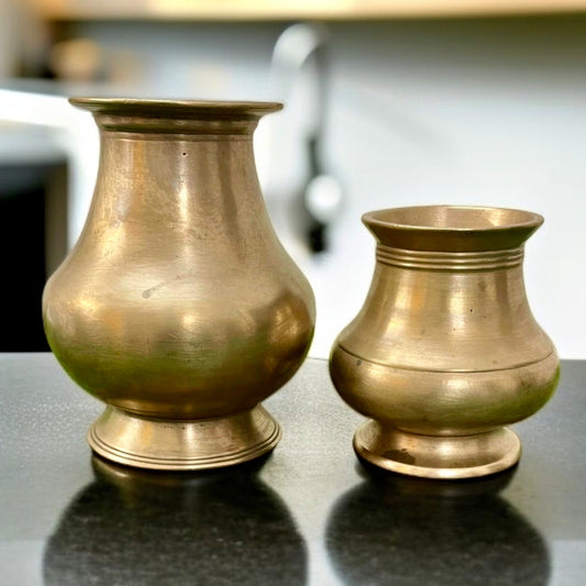 Antique Kansa Lota Pair | Traditional Bronze Kalash in Pair