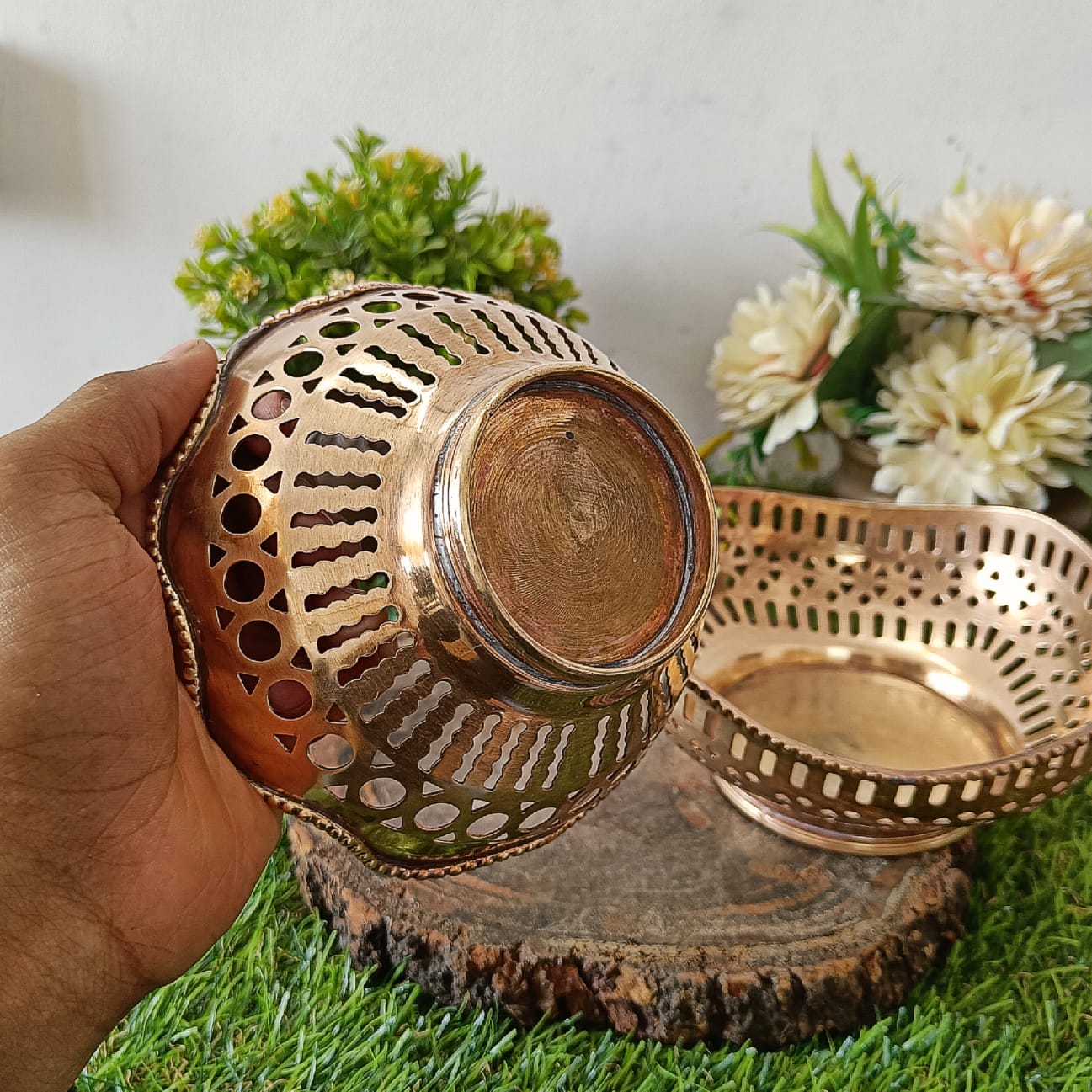 Vintage Brass Fruit Bowl In Pair 🔥