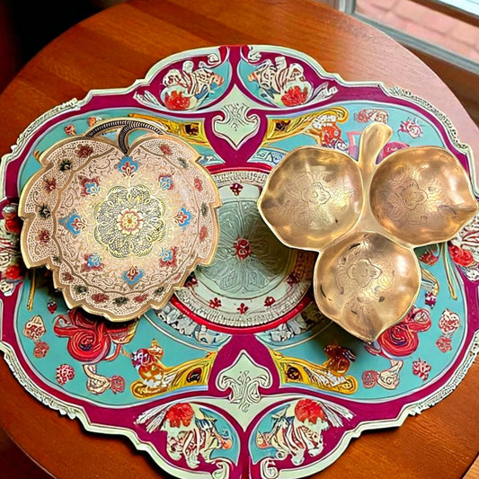Antique Brass Sauce Pan Pair | Pital Traditional Pouring Vessels